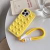 Fashion 3D Cute Candy Liquid Silicone Suction Cup Case For iPhone 16 15 14 Plus 11 12 13 Pro Max Soft Lanyard Wrist Strap Cover