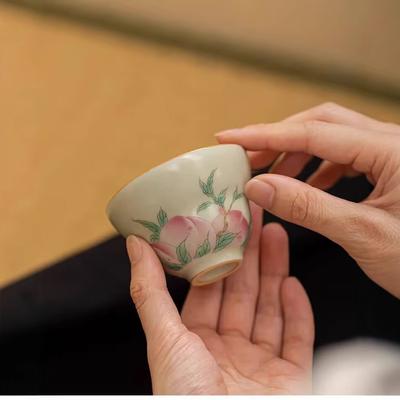 Secret Huang Ru Kiln Master Cup Single Cup Teacup Guest Cup Peach Tea Cup Ceramic Kung Fu Tea Set Female Tea Set Single Cup