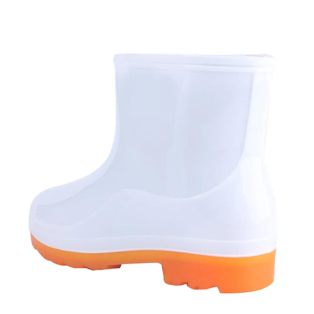 Garden Boots Men PVC Low Barrel Rainshoes Anti Slip Black and White Low Top Rainshoes Men's Work Water Shoes Botas Para Lluvia