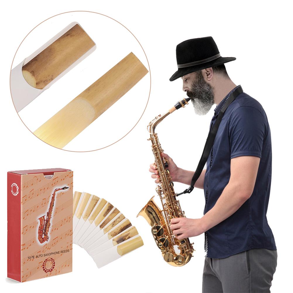 10Pcs Saxophone Reeds with Storage Box Alto Sax Reeds Strong Alto Saxophone Reed Musical Instrument Accessory China Mainland