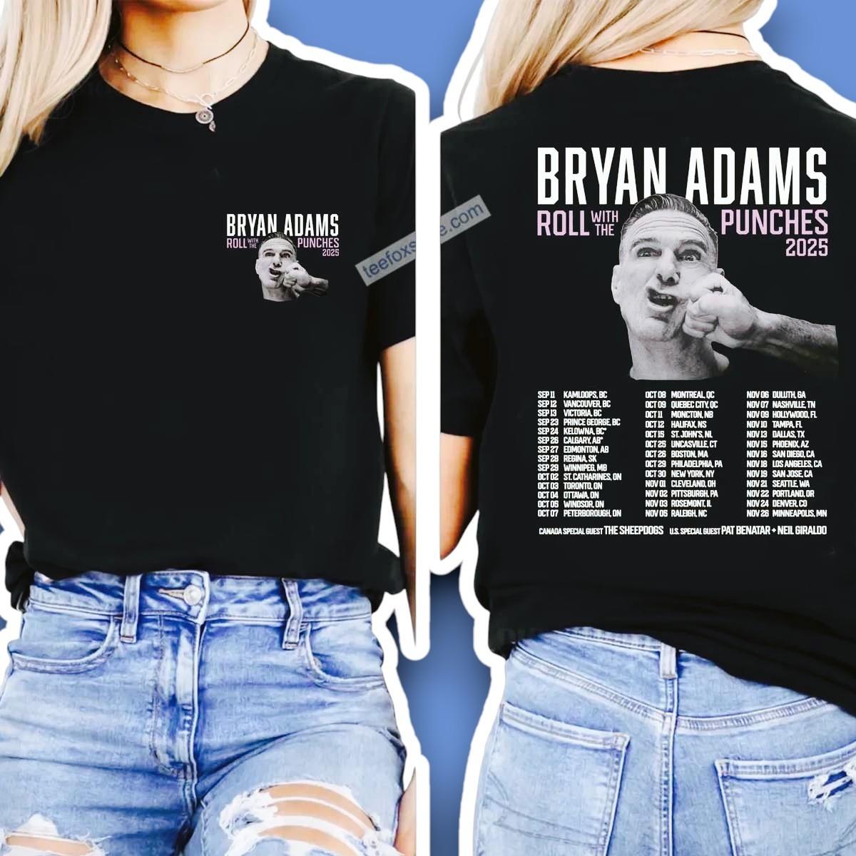 Bryan Adams Roll With The Punches Tour 2026 Concert Shirt Gift for Fans All Size S