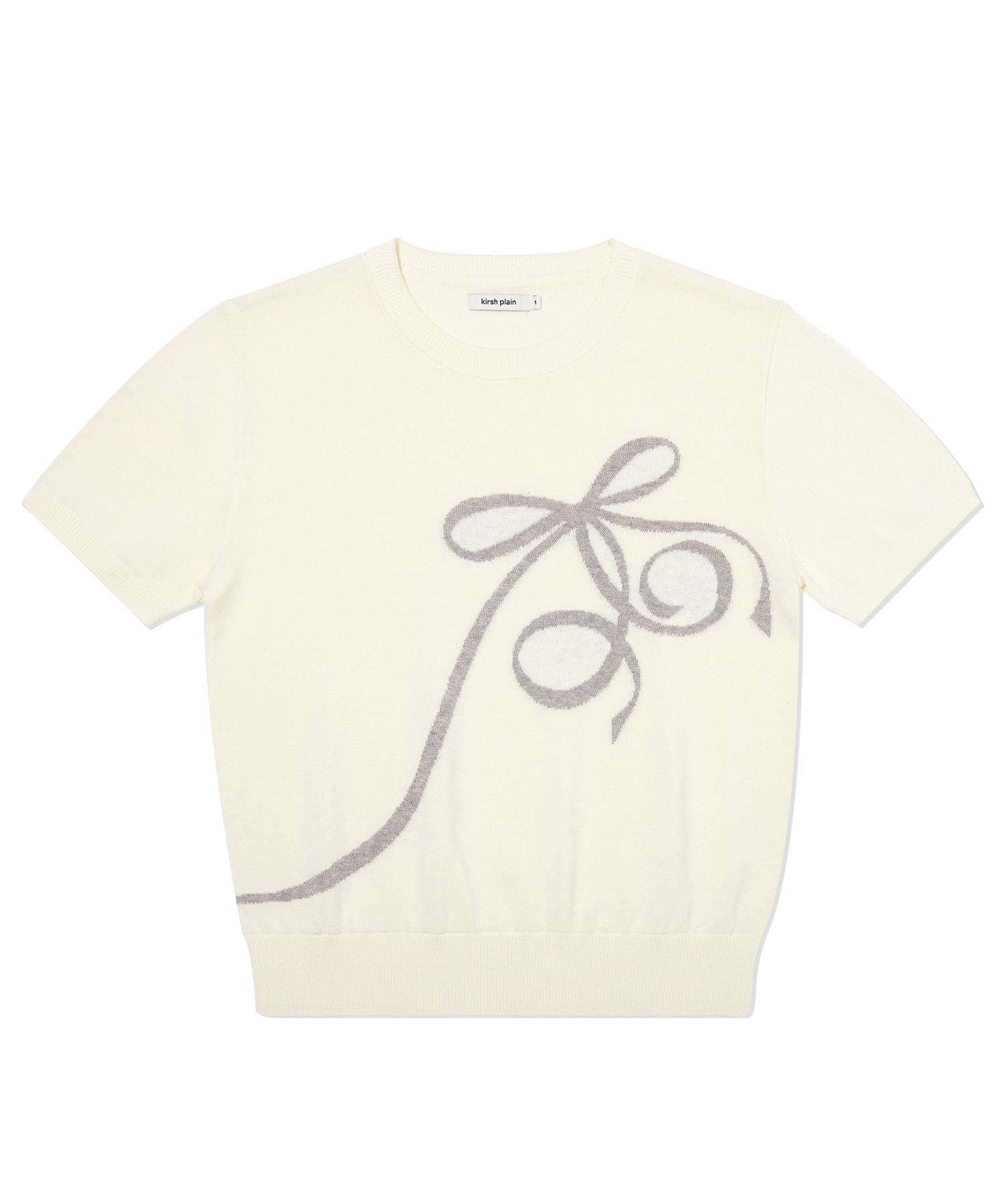 Kirsh Plain Ribbon Cherry Summer Knit [Ivory] 1