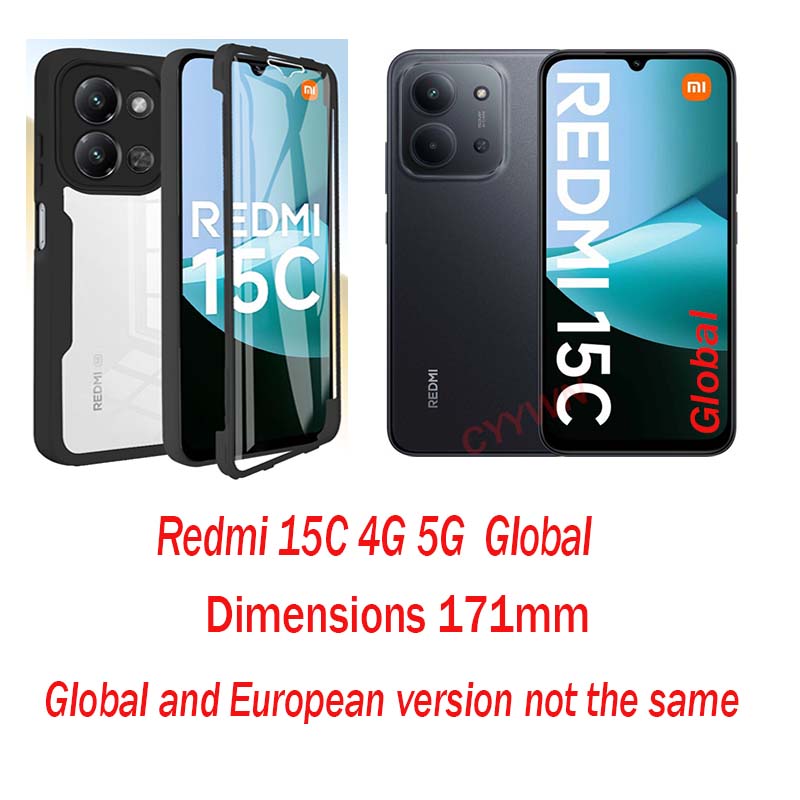 360 Full Body Screen Protector Transparent Case For Redmi 15C 4G 5G Global 171mm  Shockproof Phone Cover