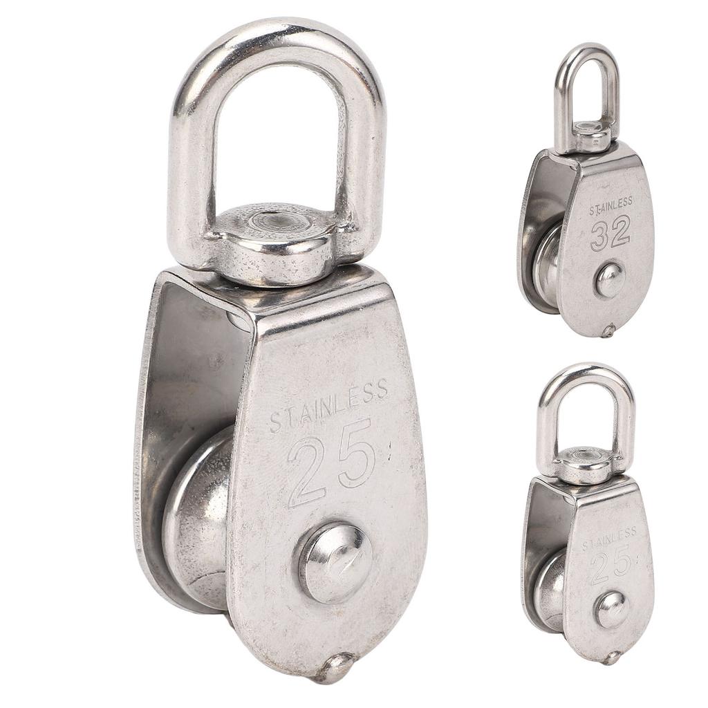 Marine Pulley Stainless Steel Lifting Single Pulley Block Wire Rope Hanging Towing Wheel for Sailboa