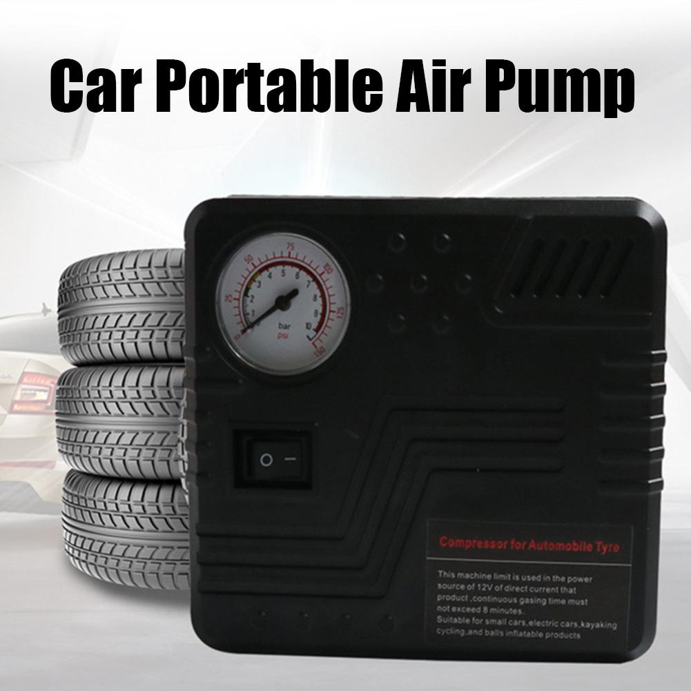 Car Emergency Air Pump Auto Tire Inflator DC 12V With Pressure Gauge Cigarette Lighter Plug Compact Portable For SUV Truck