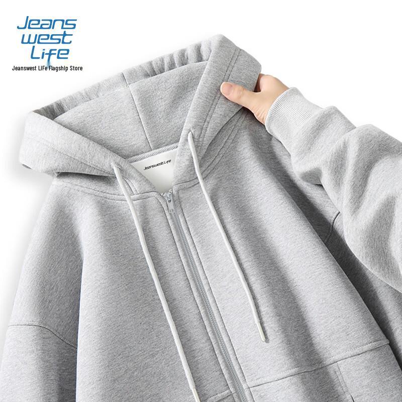 JEANSWEST LIFE Men's Casual Hooded Zipper Sweatshirt