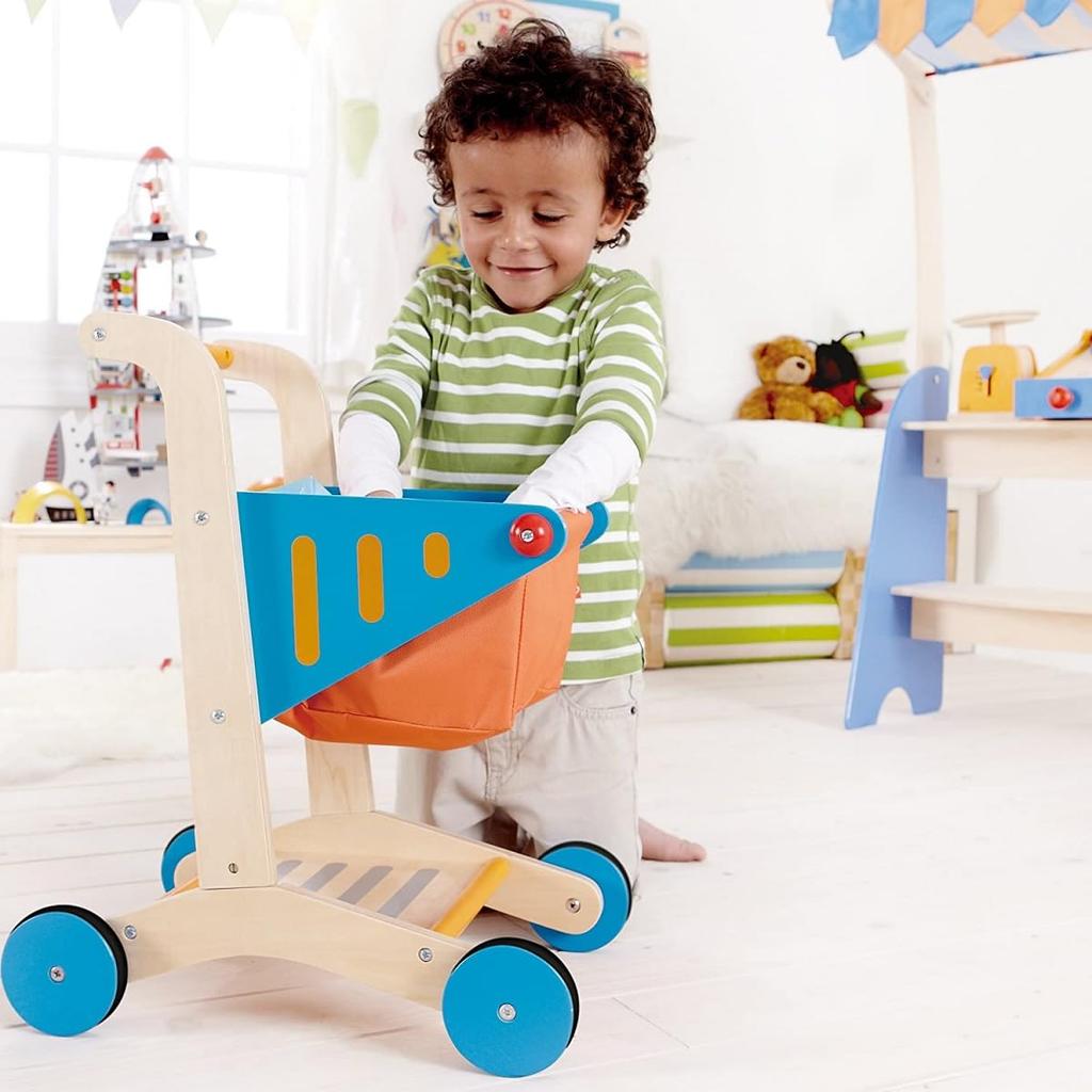 Hape Pretend Play Shopping Cart 42.8 X 50.4 X 30 Cm Ages 3 and Up Wooden Pretend Play Toy E3123