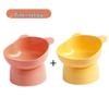 Pet Cat Bowl with Slanted Mouth and Anti-Overturn Design, High Foot, Elephant Leg Neck Protection, Cute Plastic, Four Colors.