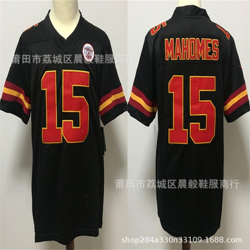 Kansas City Chiefs NFL Koszulka Piłkarska Mahomes 15 Kelce 87 Haftowana Bawełniana Męska Koszulka Sportowa Drużynowa
