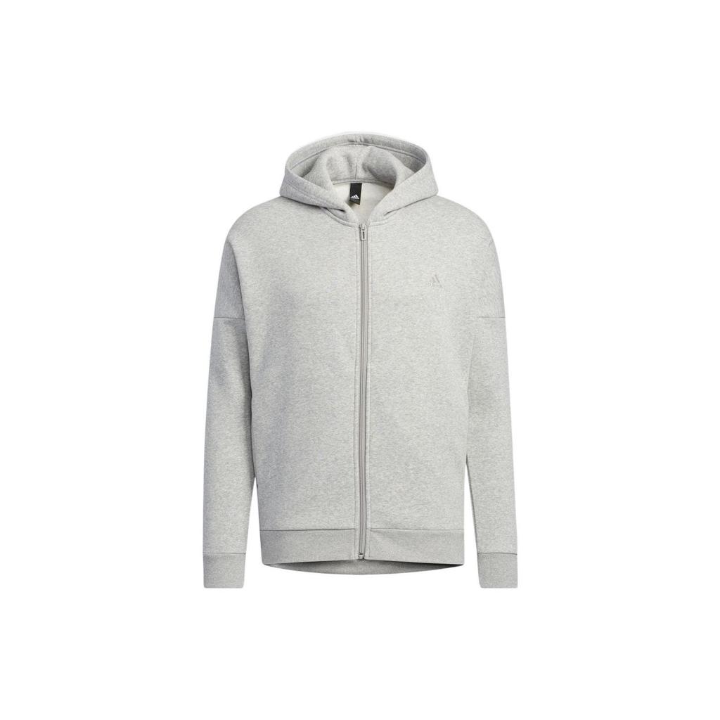 Adidas Solid Color Simple Letter Print Zip-Up Hoodie Jacket Unisex Tops Grey HM2683