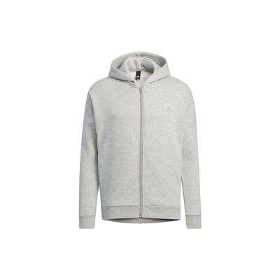 adidas Veste à capuche zippée couleur unie avec simple imprimé lettre, unisexe, gris HM2683