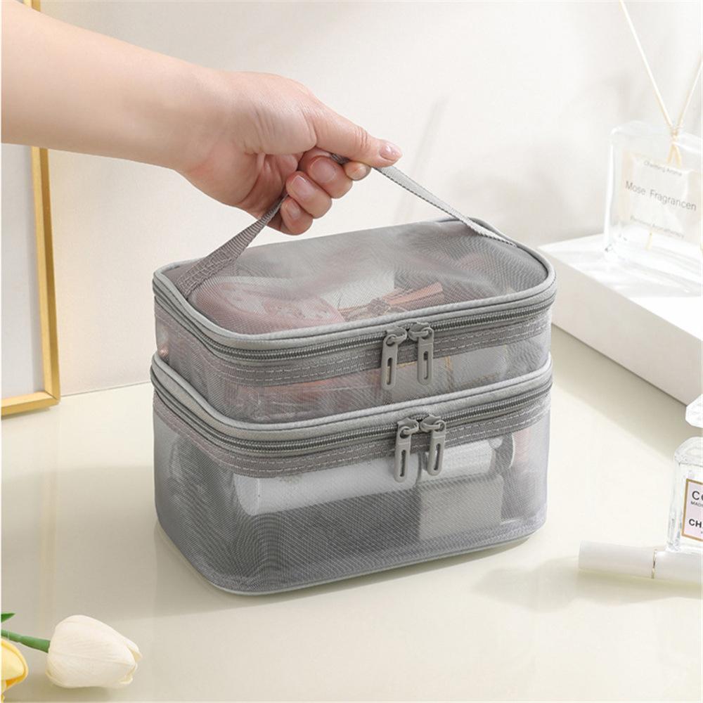 Double large capacity mesh storage bag,cosmetics/toiletries zone sorting bag,travel,back-to-school season,Christmas,holiday gift