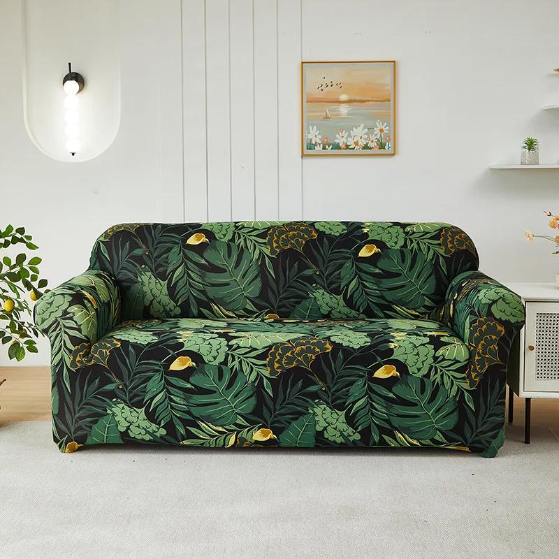 Armchair Corner Sofa Cover Leaves Stretch Sofa Cover Couch Cover Slipcovers Chaselong Protector for Pets and Kids Fully Wrap