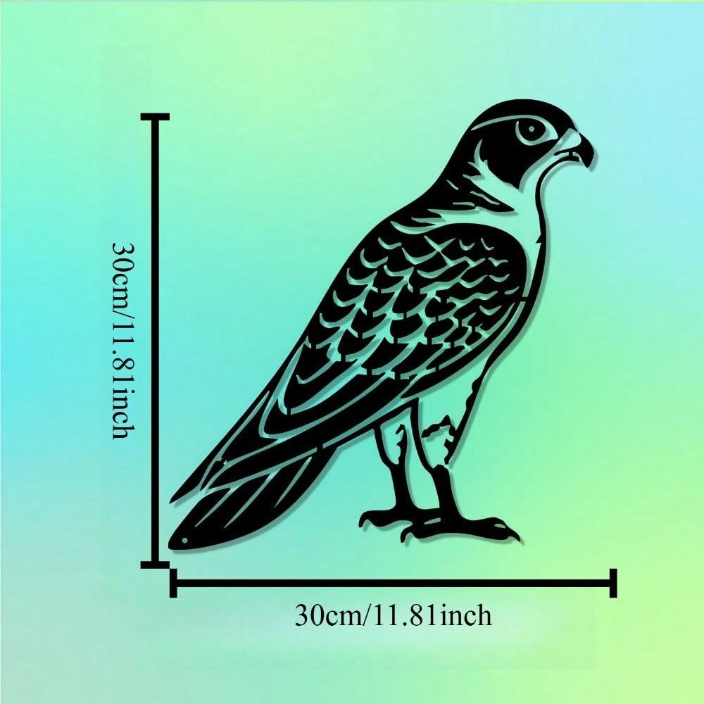 1pc Majestic Falcon Metal Wall Art, Rust-Resistant Raptor Sculpture for Garden & Living Room Decor
