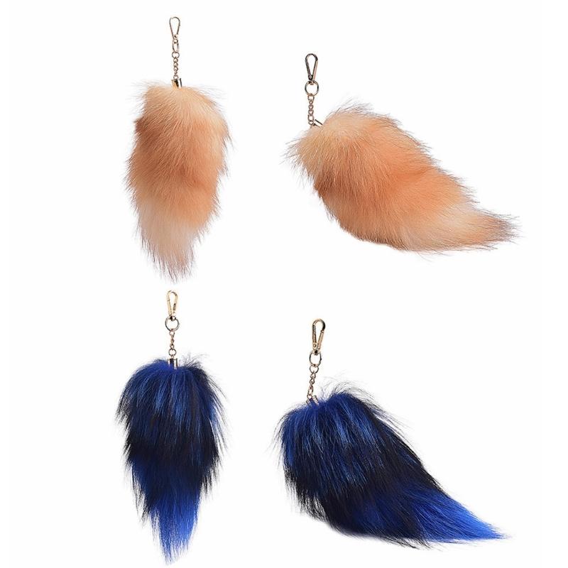 Imitation Furs Foxes Tail Keychain Pendant Toy Car Key Pendant Keyring for Car Keys Bag Backpack Decor Kids Toy Gift