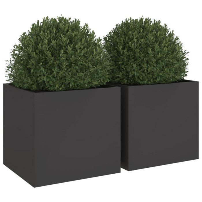 VidaXL Planters 2 Pcs, Flower Boxes, Plant Pots, Window Boxes, Raised Garden Planters for Patio, Black 841560