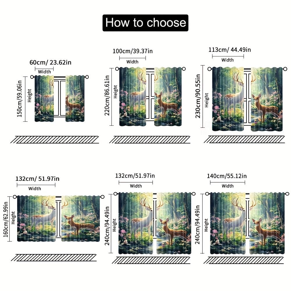 Set Of 2 Elegant Spring Floral Wild Elk Design Curtains Polyester Uv Filter Ideal Living Room Decor Curtain Machine Washable Perfect For