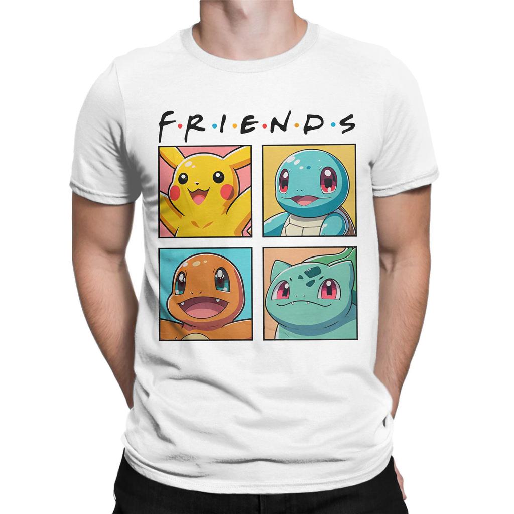 Pikachu anime cartoon printed mens and womens pure cotton shortsleeved roundneck Tshirt casual classic style