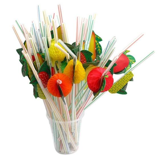 Yousheng 50Pcs Fruit Disposable Drinking Straw Wedding Birthday Party Decoration Favors