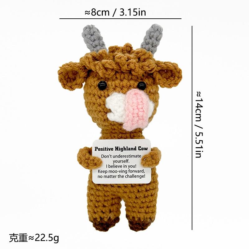 

Yarn hand-crocheted animal calf holding card doll positive energy tabletop ornament crochet supplies crochet doll