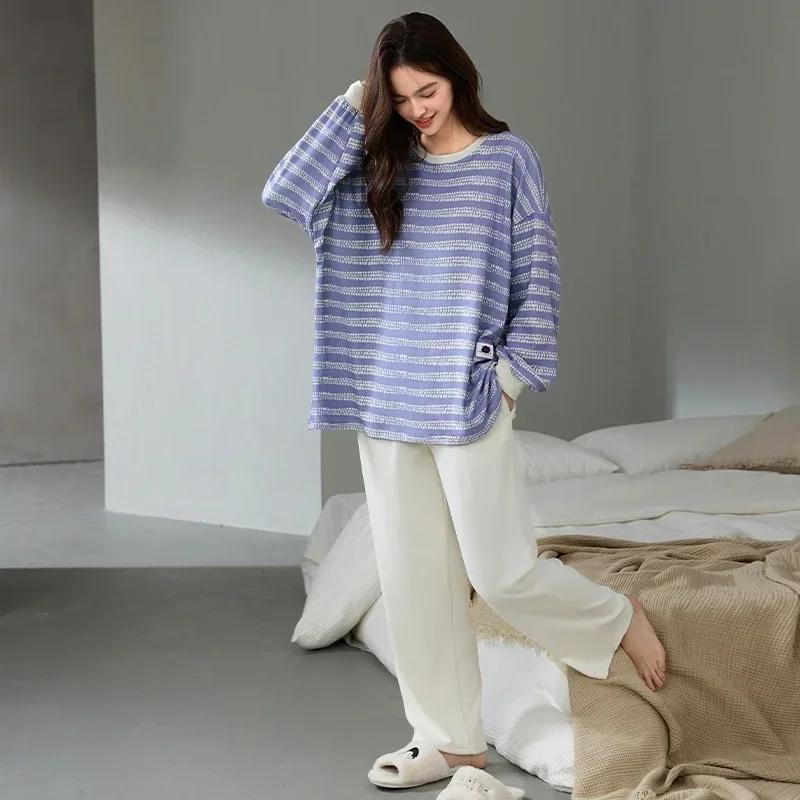 Cute Women's Pajamas Set Warm Pajamas Autumn and Winter Long Sleeve Long Pants Girls Pajamas Soft Pajamas Comfortable Cartoon Pajamas