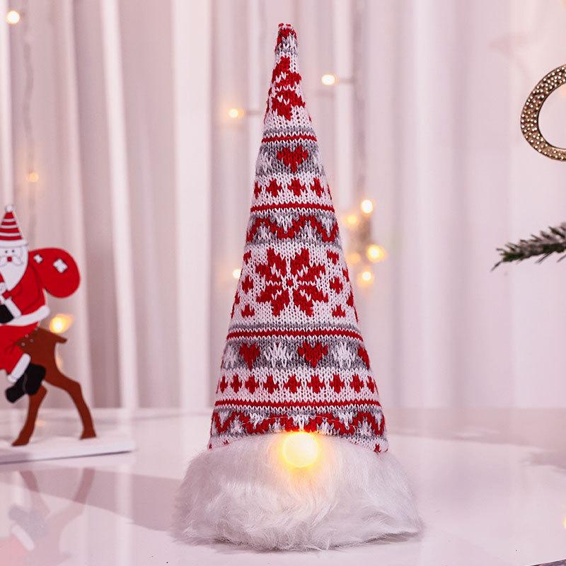 Knitted Sequin Fabric Faceless Old Man Light Up Doll Christmas Decoration Light Up Old Man