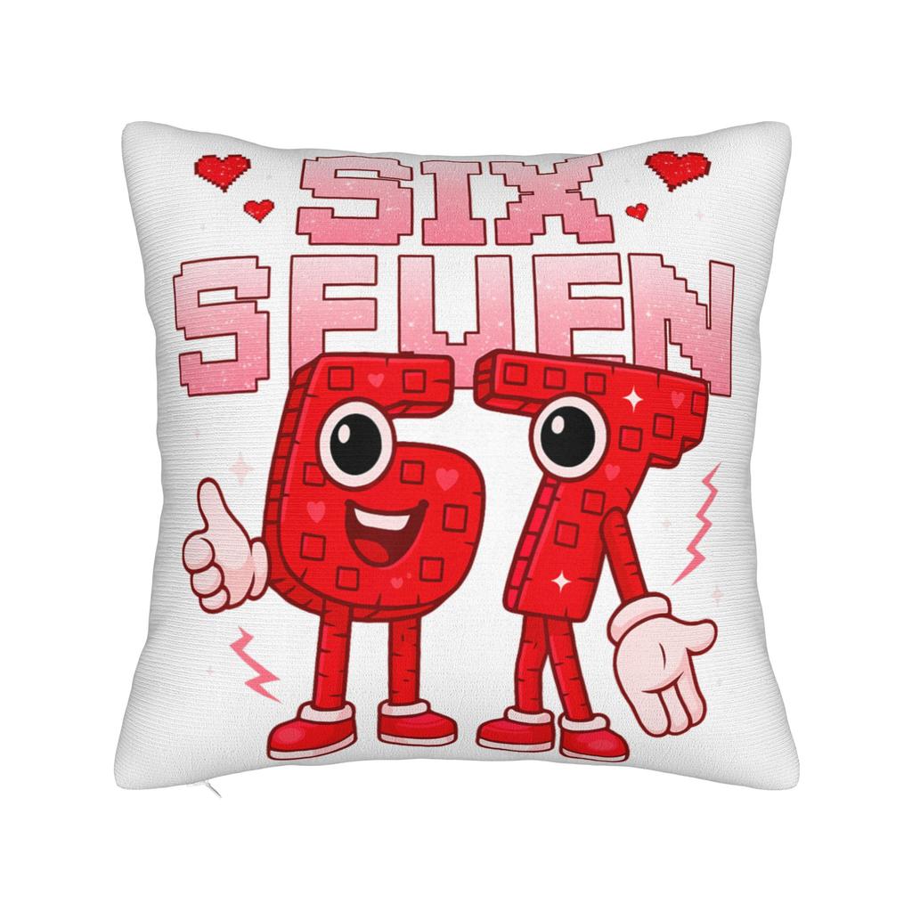 Valentines Day Meme six Seven Heart Pillow Case Design Pillow Cover Kawaii Pillowcases For Couch Sofa Bedroom