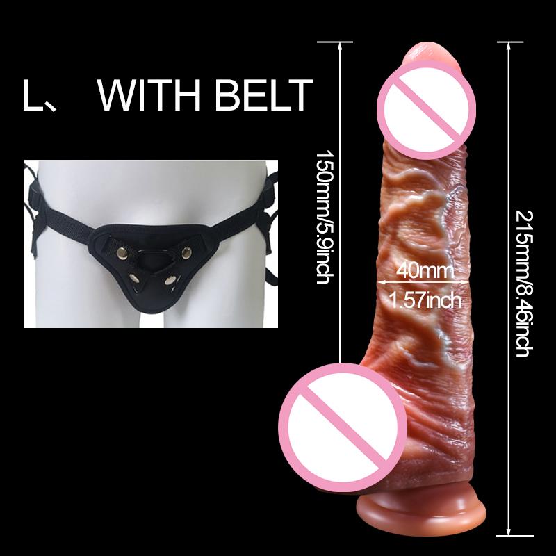 Female Adult Products Strong Suction Cup Bendable Soft Flesh Sex Toy Realistic Liquid Silicone Dildo with Belt for Women