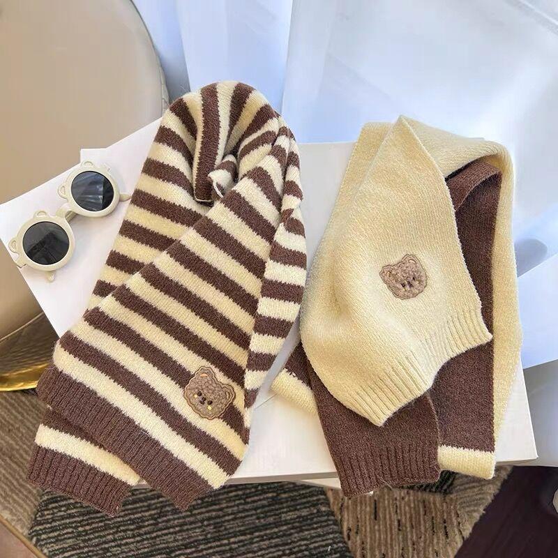 Ins Koreanischer Kinder niedlicher Bären Strickschal Herbst und Winter verdickt niedliche Jungen und Mädchen Baby warmer Schal