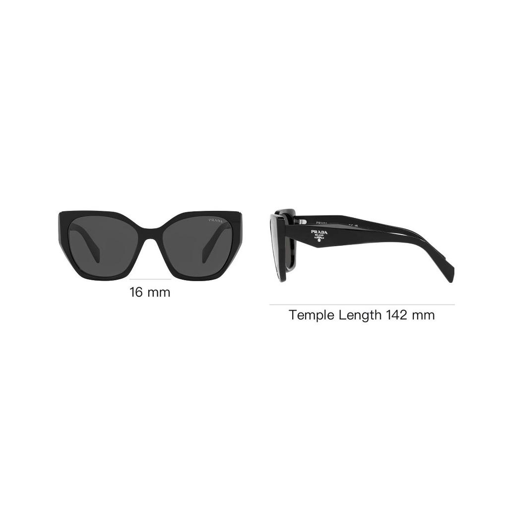 Prada Avant-Garde Comfortable Logo Side Letter Irregular Shape Sunglasses Unisex Sunglasses Black PR19ZS1AB5S0