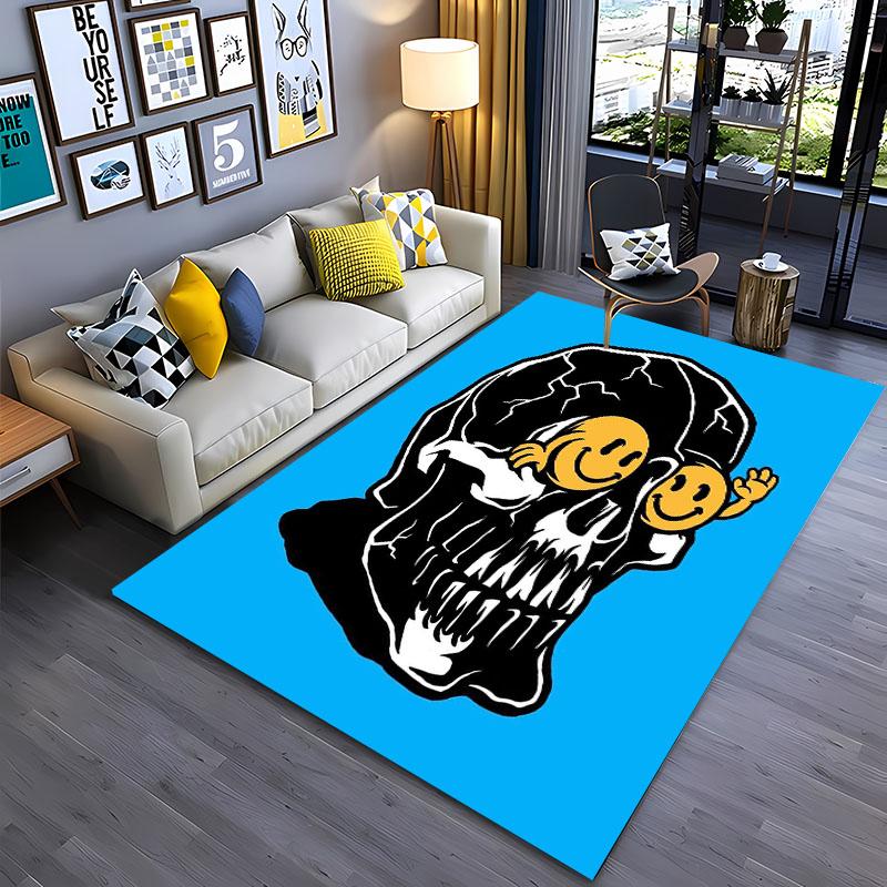 Tappeto Teschio Faccia Sorridente Creativo Divertente per Soggiorno Camera da Letto Corridoio Alfombra Antiscivolo Tappeto Divano Zerbino Decorazione Casa Tapete