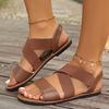 Sommer Neue Damen Flache Römische Sandalen mit Rutschfester Gummisohle Sandalen Damen Mujer Strandschuhe Übergröße 42