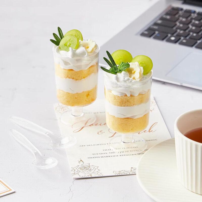 Pabei GD-2030 Disposable Plastic Dessert Cups with Spoons, 120ml