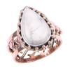 Natural Howlite Gemstone Handmade 925 Sterling Silver Two Tone Ring Size 7 y9R72