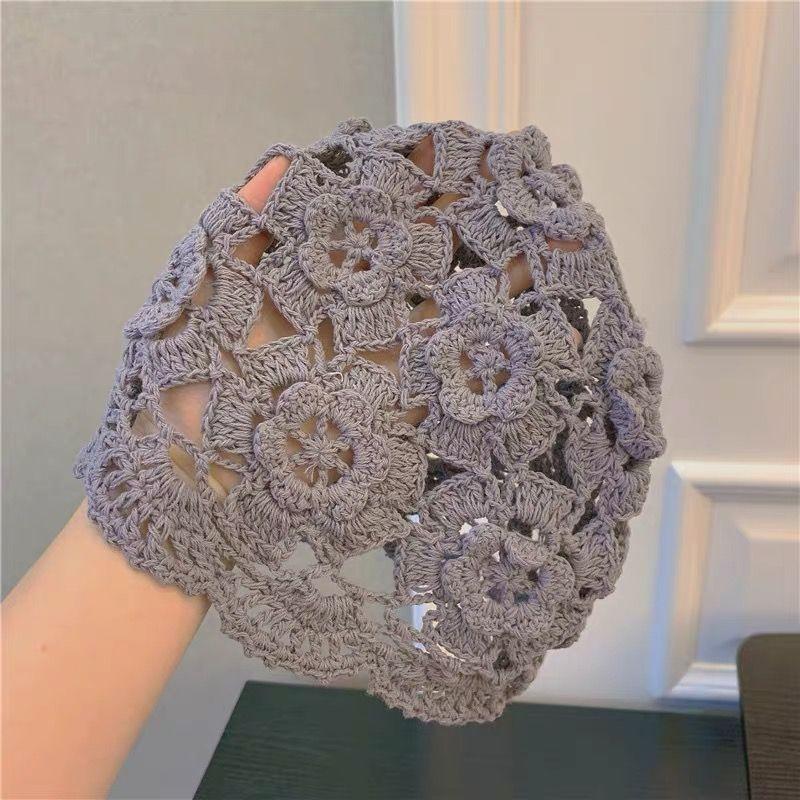 Dámský ručně pletený jarní letní korejský styl pletený tenký dutý prodyšný módní vlněný klobouk melounová slupka stylová čepice na hlavu