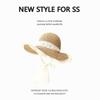 Breathable Lace Tied Sun Hat Large Brim UV Protection Cap Sweet Women Straw Hat  Travel
