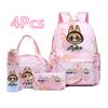4Pcs/set Cute Printed Backpack Lunch Bag Pencil Bag 750Ml Water Bottle Girl Student Large Capacity Waterproof Schoolbag