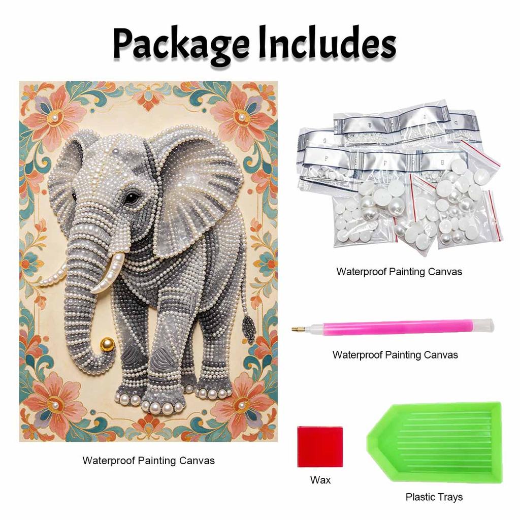 Elephant Pearl Kit DIY 5D Rhinestone Art Craft for Adults and Kids Home Party Decoration Handmade Gift