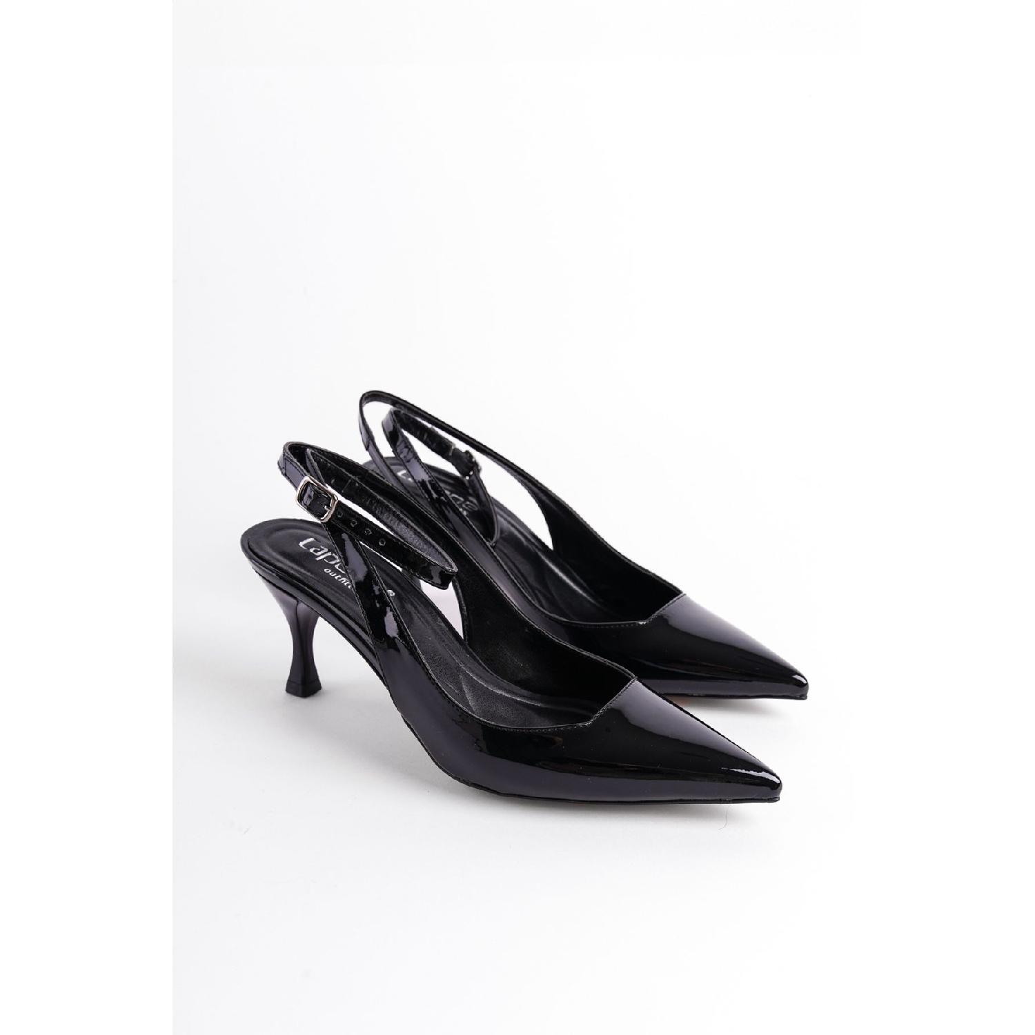 

Women s Ankle Strap Patent Leather Mid-heeled Shoes 36