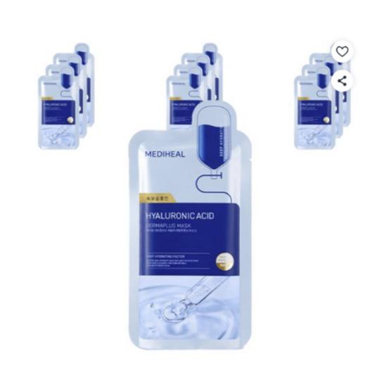 MEDIHEAL Derma Plus Low Molecular Hyaluronic Acid Mask Hydration Care 10pcs