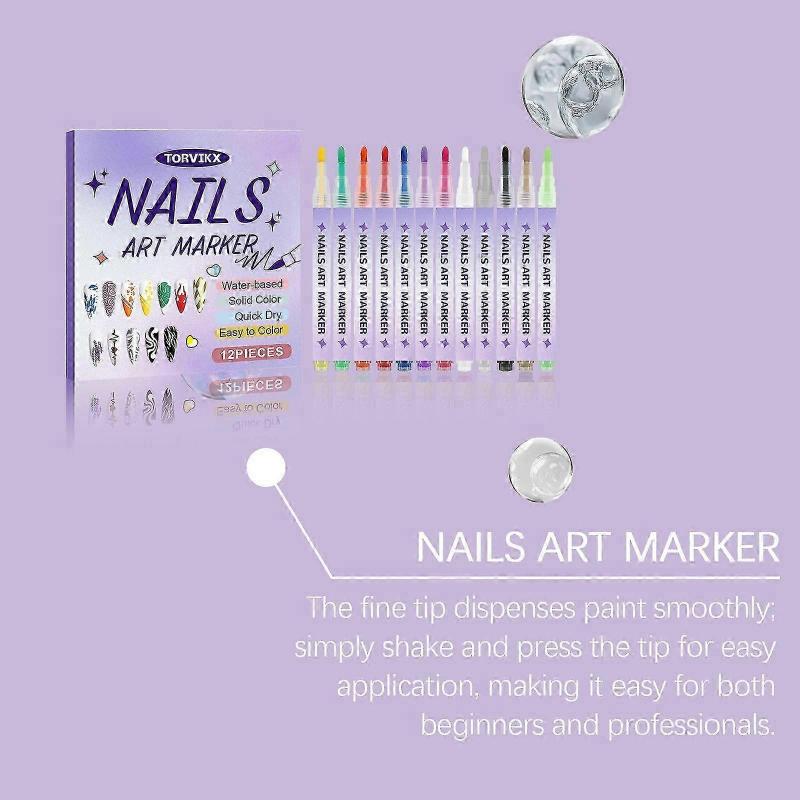 Nail Polish Pens - Diy Nail Art Drawing Pen Fine Tip, Long-Lasting Bright Colors, Easy To Operate Nail Pen,Waterproof Applicators for Artistic Drawing