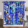 Animated Gamepad Switch Drapes designed for Boys Bedroom Space Graffiti Words Video Games Window Drapes Game Players Living Room Decoration