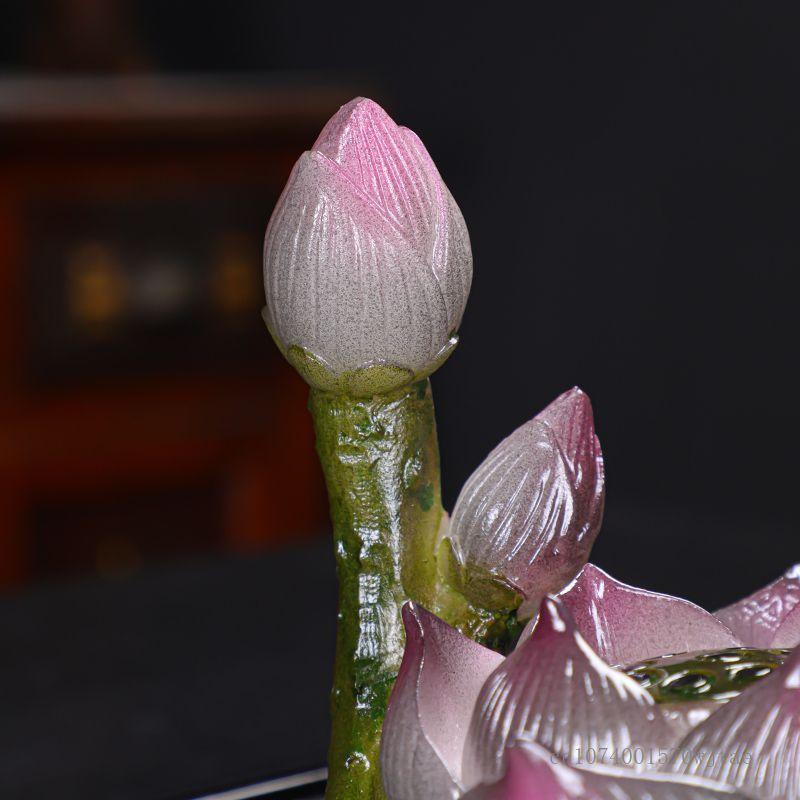 Zhaocai-Farbwechselnder Lotus-Teetier, Kleines Harzornament, Kreatives Kung Fu Tee-Set Zubehör, Boutique-Dekoration, 1 Stück