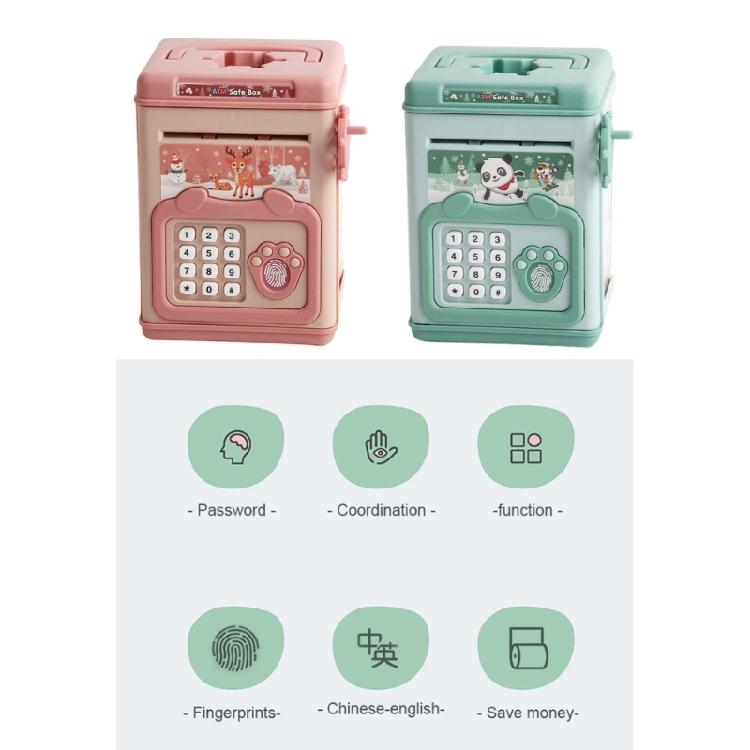 Kids Cash Box Children Fingerprint and Password Coin Box for Developing Intelligent Saving Habits