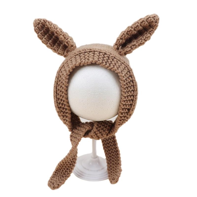 

Взрослая вязаная шапка с дизайном ушек-клапанов, милая студенческая шапка для улицы, для велоспорта, для катания на лыжах, вязаная крючком повязка на голову с кроличьими ушками для подростков и девушек хаки