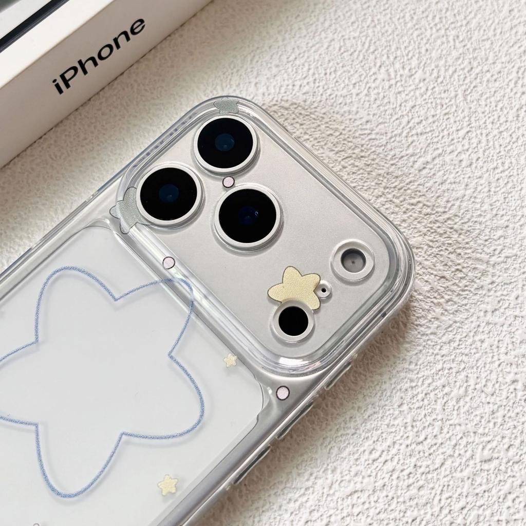 Ins Korean Niche Stars Are Suitable for Apple 16/17Pro Mobile Phone Case IP15 Transparent 14 Space Case 13Pro Soft