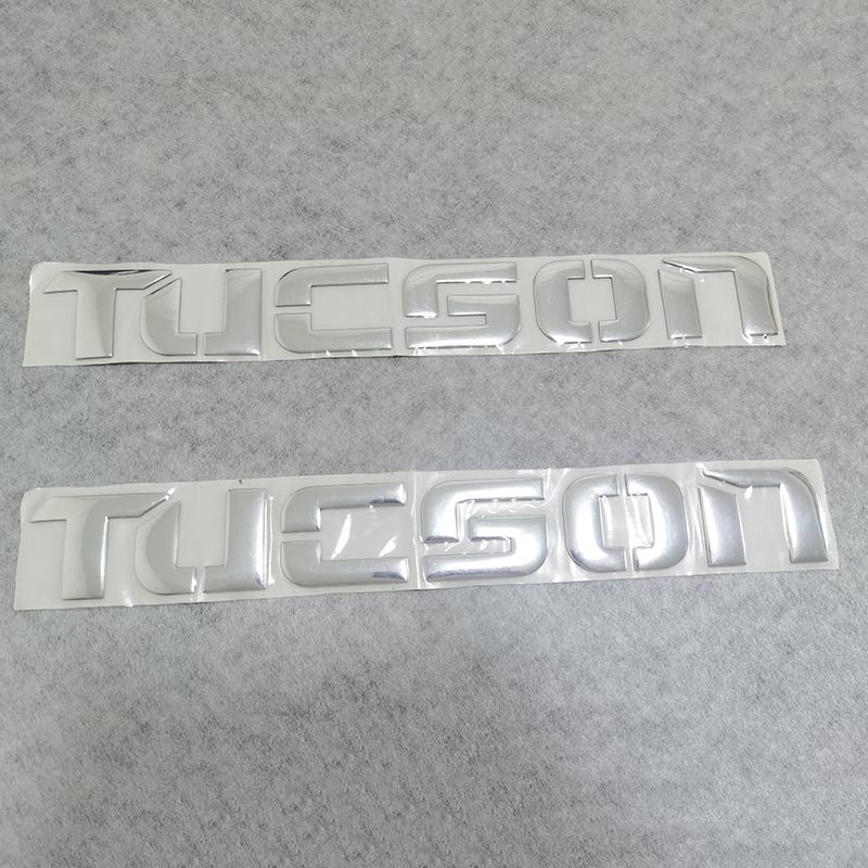 CMQW3 Chrome TUCSON Letter Car Emblem Badge Sticker Decal for Hyundai Tucson Front Rear Bumper Trunk Exterior Modification Accessory