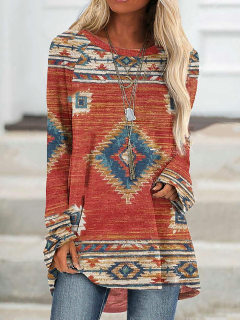 

Fashion New Long Sleeve T-Shirt Women S Long Sleeve Printed Top Autumn And Winter Casual 2023 Large Size Round Neck Long Sleeve 3XL