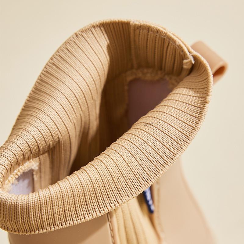 Women's Elastic Rain Shoes Medium and Low Rain Boots Chelsea Waterproof and Non-slip Rain Outdoor Wear Medium Boots