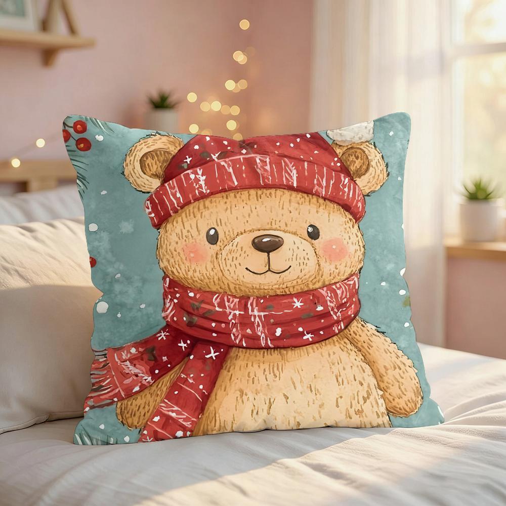 Winter Cartoon Animals Cute Cushion Cover Silky Short Plush Invisible Zipper Dustproof Sofa Pillow Case For Home Decor
